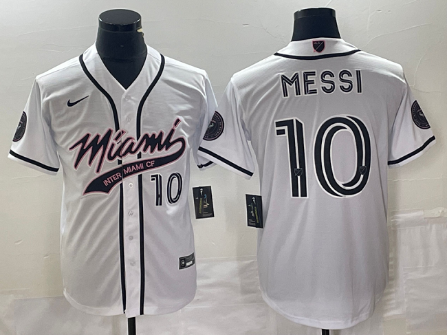 Men's Inter Miami CF #10 Lionel Messi White Cool Base Stitched Jersey Men's Inter Miami CF #10 Lionel Messi White Cool Base Stitched Jersey